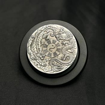 創意立體浮雕金屬太極龍虎magsafe磁吸氣囊支架可折疊伸縮指環扣