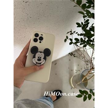 韓國可愛卡通支架新款16手機殼適用蘋果iphone14promax液態矽膠15防摔