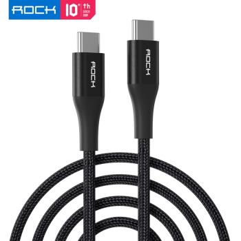 ROCK適用於三星S23 S22 S21 S20 Note20 超快充電雙type-c PD100W 5A金屬編織數據線