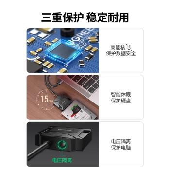 綠聯sata轉usb3.0易驅線硬碟轉換連接器轉接線2.5/3.5英寸臺式機筆記本電腦外介面固態機械硬盤光驅數據讀取