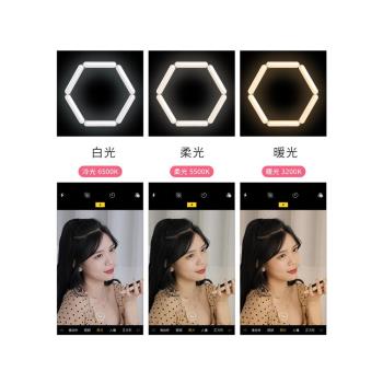 手機折疊補光燈主播美顏自拍LED環形燈桌面式攝影燈支架廠銷