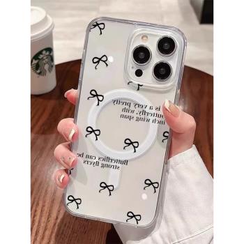 【帶AI相機按鍵】無線充電磁吸殼 蝴蝶結蘋果iPhone16手機殼iPhone16ProMax保護套適用16plus軟殼16Pro新款女