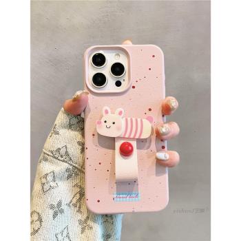 適用蘋果16ProMax新款手機殼iPhone15立體可愛小動物指環扣14簡約支架13女12p全包矽膠16pm超火爆款max保護套