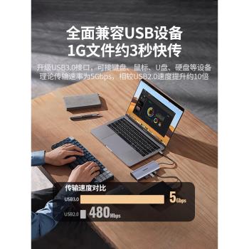 綠聯typec擴充套件塢拓展macbookpro轉換器網線hdmi投屏轉接頭口雷電4適用ipad平板手機mac筆記本電腦usb集分線器
