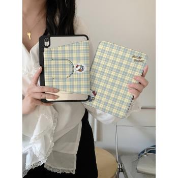 格紋卡通可愛kt貓360度旋轉適用ipad11保護套air7/6新款ipad10帶筆槽11寸防摔10.9蘋果平板保護套mini7女款