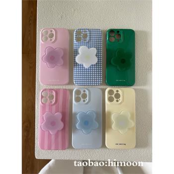 春日小清新少女花朵支架手機殼iphone15pro透明13全包保護套16promax防摔IMD