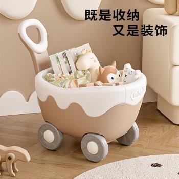 兒童玩具收納架收納箱奶油小推車大容量寶寶置物架零食收納車