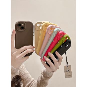 啟乾 高階感簡約純色iPhone15手機殼適用蘋果14/13promax矽膠軟殼12/11美拉德xsmax棕色xr新款情侶極簡粉色