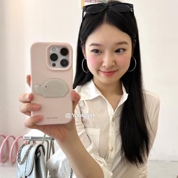 由裡公園ins可愛少女心奶油粉卡通小象15適用16pro蘋果16ProMax手機殼iPhone16全包12新款14Promax保護套13軟