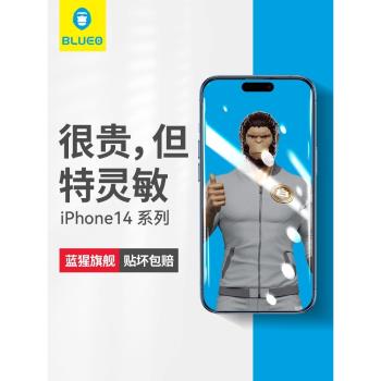 藍猩適用蘋果14鋼化膜iPhone13promax手機膜AR增透plus磨砂防偷窺13Pro高畫質康全屏大聽筒防塵mini藍光寧猩猩