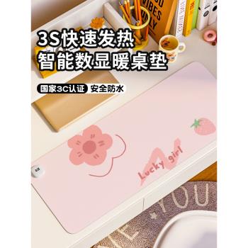 簡約小花加熱鼠標墊辦公家用鼠標加熱墊暖手桌墊冬季usb發熱桌墊超大發熱暖桌墊女生高顏值筆記本電腦鍵盤墊
