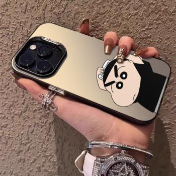 靚仔梳頭iphone16promax手機殼新款15pro蠟筆小新14高階感13全包12防摔11創意pm時尚男適用蘋果16卡通plus女