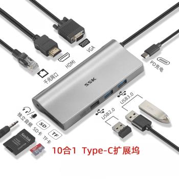 飈王Type-C擴充套件塢C570 PRO多功能十合一HUB集線轉換器HDMI 讀卡器