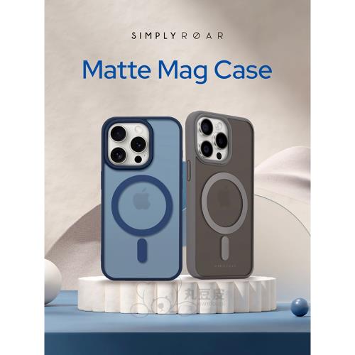 韓國SIMPLY ROAR啞光霧面商務風手機殼適用蘋果15/Pro/Max簡約magsafe磁吸保護套