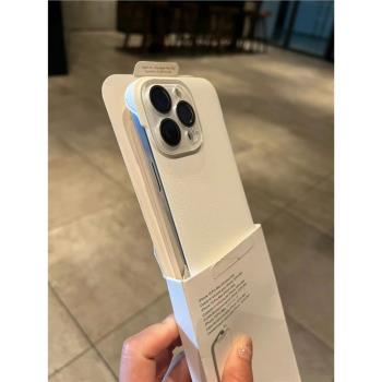 【高品質】無邊框iphone16promax手機殼新款15pro帶鏡頭膜14pm高階感13防摔12奢華皮套男適用蘋果16超薄15女