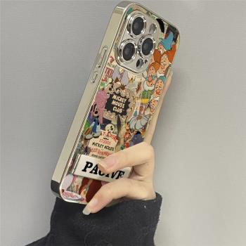 小矮人海報iPhone16手機殼新款15promax復古風14pm小羊皮13全包12防摔11時尚xs適用蘋果16promax創意plus女款