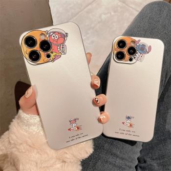 電鍍宇航員iphone16pro手機殼新款超薄15promax史迪仔13派大星12卡通11適用蘋果16全包14pro防摔高階感男女款
