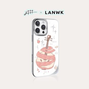 【蘋果古琴】 LANWK適用iPhone16/15/14/13/12Pro/Max/plus防摔磁吸新款手機殼女玻璃好看高階蘋果手機保護殼