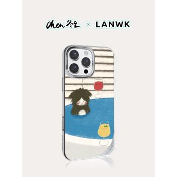 【泡澡】 LANWK適用蘋果16/15promax好看高檔可愛女生手機殼iPhone14plus新款玻璃原創12/13手機高階感保護套