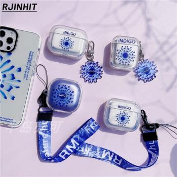 RJINHIT INDIGO金南俊RM耳機套適用於蘋果airpods 3 pro 2三星buds live 2pro防彈少年團bts掛件透明軟殼