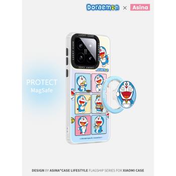 彩框哆啦適用小米14手機殼磁吸支架小米13Pro女款保護套vivox100Pro全包創意新款叮當貓可愛高級感14Ultra