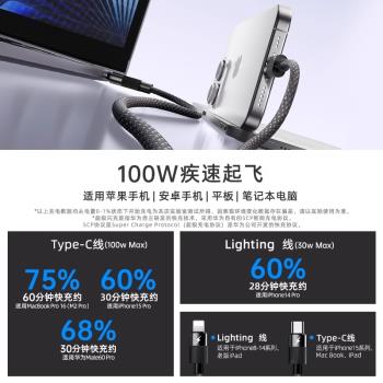 充電線三合一快充能適適用100w數據線手機充電器線三頭多功能蘋果安卓車載tpyec多頭三線合一閃沖usb一拖三