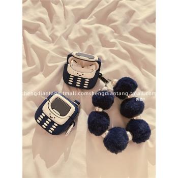 可愛Jelly小靈通手機適用於蘋果Airpods4保護套2/3代無線藍牙耳機軟殼Airpods pro創意卡通矽膠女新款防摔