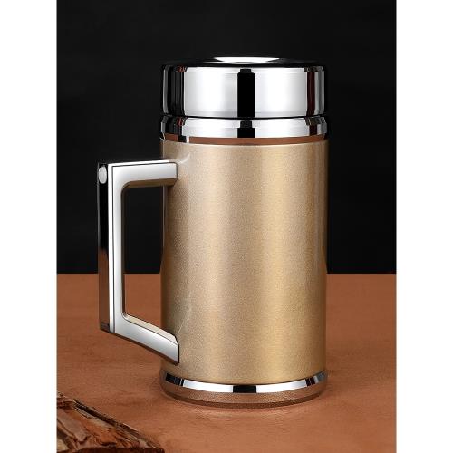 免運)蘇州銀樓500ml上善若水熟銀帶把銀杯辦公杯999純銀保溫杯商務禮W