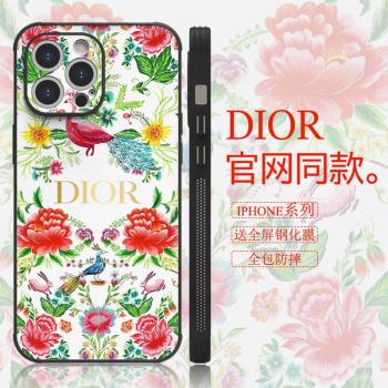 大牌孔雀花卉高檔適用iPhone16Promax手機殼皮質蘋果15Pro高階感13Pro防摔14Promax全包15Promax女12pro輕奢