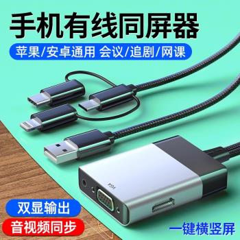 手機連線電視同屏線4K高畫質轉換器有線投屏與鏈投影儀電腦顯示器typec轉hdmi介面VGA適用蘋果ipad平板安卓通用