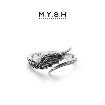 (免運)MYSH純銀天使之翼潮女情侶戒指