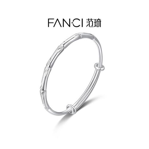(免運)Fanci范琦 竹韻足銀手鐲國風實心竹節純銀鐲子生日七夕禮物送女友