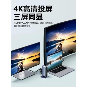 typec桌面擴充套件塢適用MacBookAir筆記本電腦多功能轉接頭pro蘋果擴展器M1/2雷電3拓展塢usb轉換器HDMI臺式網口