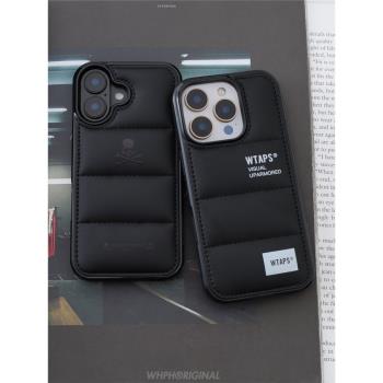 MMJ潮牌骷髏頭iPhone16promax羽絨服手機殼適用於蘋果14pro個性時尚15plus冬天款13防凍保護套12高檔15軟殼11