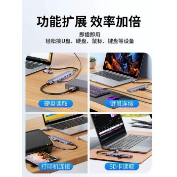 usb擴展器3.0轉換頭筆記本平板臺式機電腦多介面插頭hub集分線器typec拓展網口外接U盤擴充套件塢硬碟usp車載hdmi