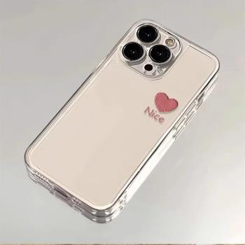 適用蘋果16promax手機殼簡約愛心iphone15pro新款彩繪14透明高階感13情侶小眾男女款12矽膠全包16p防摔保護套
