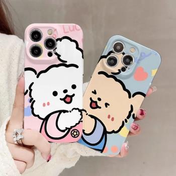 適用蘋果16promax手機殼2025新款iPhone16高顏值情侶一對15plus高階感14pro可愛13p線條小狗12防摔11保護套N