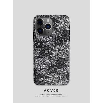 Acvoo新款仿蕾絲iPhone16Promax創意適用於12雙層15P全包手機殼14
