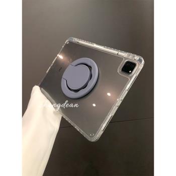 旋轉360支架透明硬殼左筆槽適用蘋果ipad10平板保護殼air6全包pro11寸13寸防摔10.2寸mini6/7亞克力Air7簡約