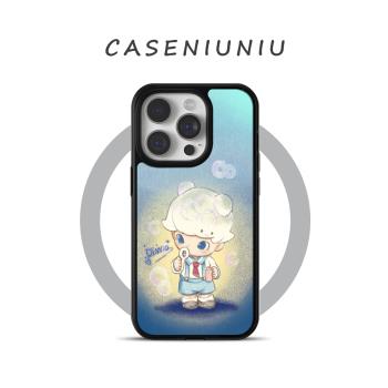 DIMOO 適用於蘋果16promax手機殼磁吸iPhone15磁吸支架14可愛小眾高階感13卡通插畫12全包磨砂手機殼泡泡瑪特