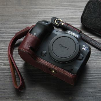 適用於佳能EOS R5ii相機套包EOS R62 MARKII 二代保護套真皮半套底座手柄手工牛皮復古R7皮套R6/R8/RP