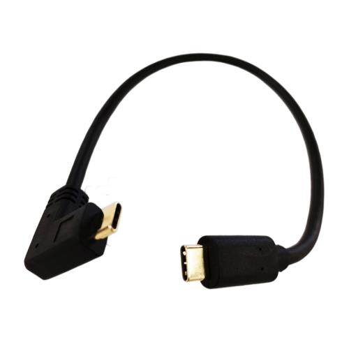 3A 10Gbps 標準16+1線芯 90°彎頭鍍金Type-C公對公數據充電線
