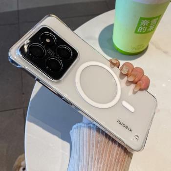 無邊框透明磁吸適用小米15手機殼小米14pro保護套男女xiaomi13超薄半包12鏡頭全包15pro簡約14新款k70pro硬殼