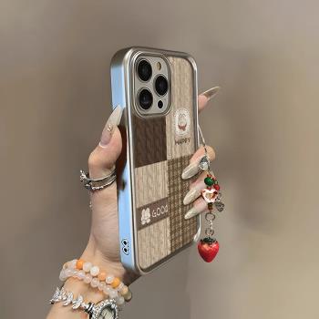 適用蘋果16秋冬天新款手機殼iphone16promax小眾高階感15plus小羊皮質14矽膠軟殼13輕奢可愛女12防摔保護套石