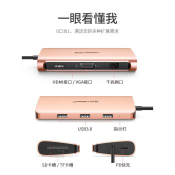 綠聯拓展塢typec擴充套件hdmi投屏轉換usb分線器hub集線器雷電4網線多功能介面轉接頭筆記本電腦平板手機配件