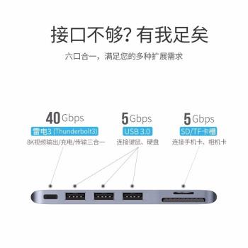 綠聯Type-C擴充套件塢適用蘋果Mac電腦千兆網口雷電3轉換器USB-C轉HUB