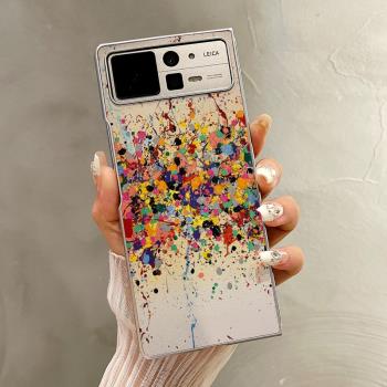 適用小米MIXFold4手機殼折疊屏保護套銀色藝術彩色潑墨油畫油邊新款小米mixfold2高檔mixfold2全包潮流防摔套