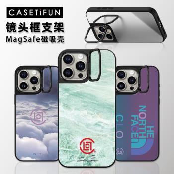 鏡頭框支架潮牌北面CLOT絲綢磁吸手機殼MagSafe適用iPhone16Pro蘋果15ProMax自然之色14鏡面13玉石防摔保護套