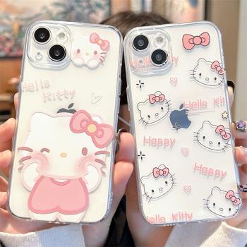 適用iphone16手機殼蘋果15promax新款可愛卡通凱蒂貓14透明13女全包12軟殼kt貓11小眾防摔hello Kitty手機殼
