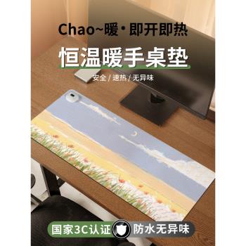 ins風加熱鼠標墊辦公家用鼠標加熱墊暖手桌墊冬季usb發熱桌墊超大發熱暖桌墊女生高顏值筆記本電腦桌墊鍵盤墊